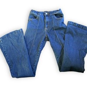Denim by Jealous Tomato Wide Leg Flared High Rise jeans size M Bootcut Dark Wash